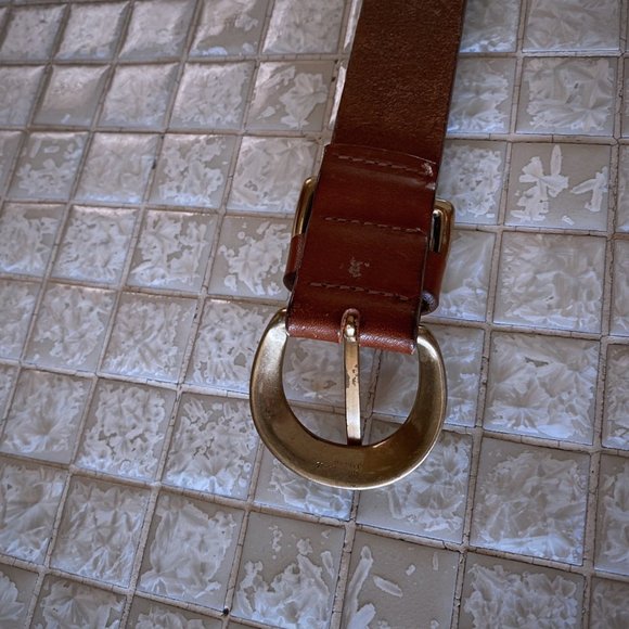 Vintage Italian Leather Belt with Brass Buckle - Picture 4 of 4